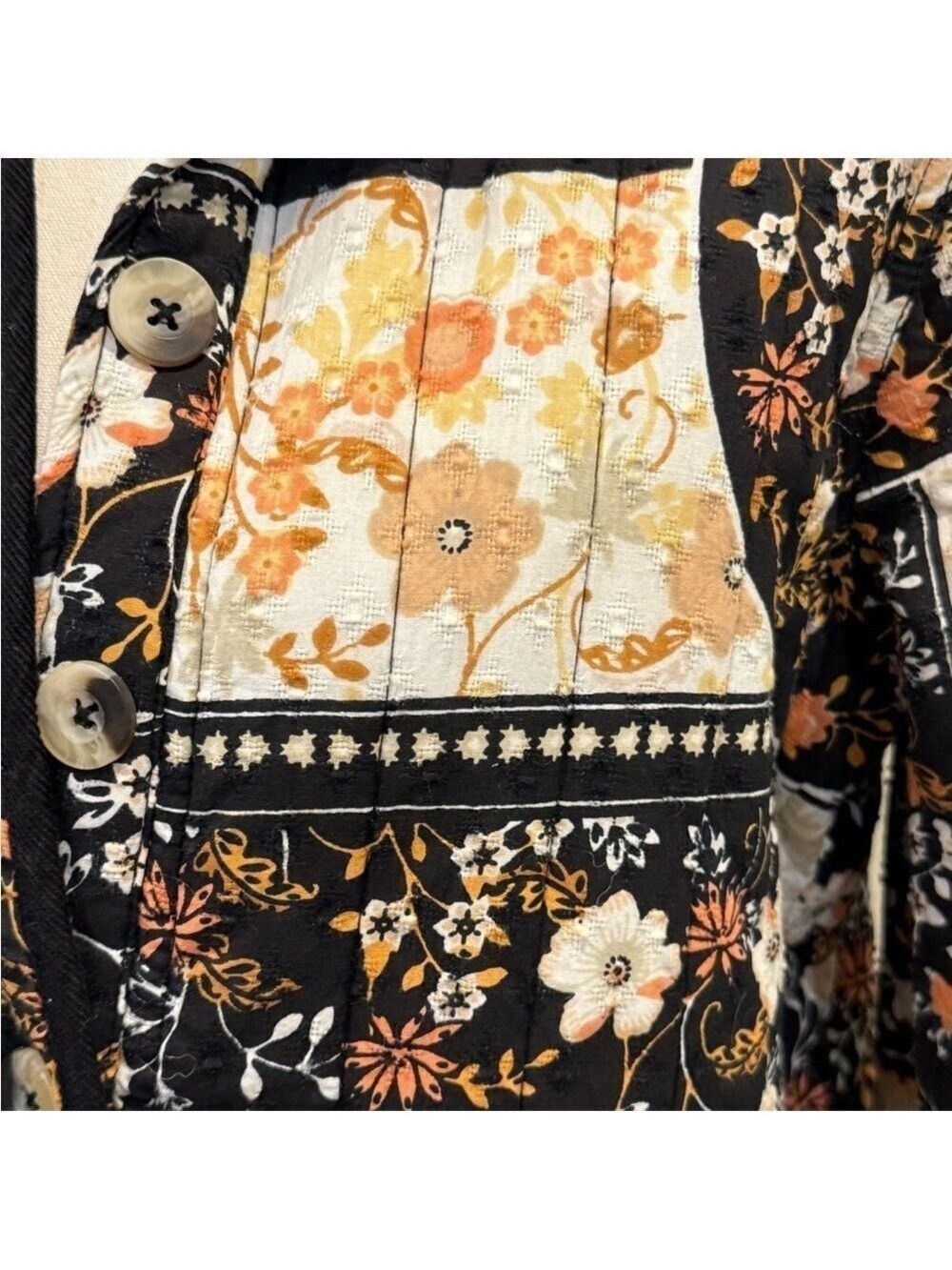 Anthropologie Jacket Patchwork Quilted Jacket Floral Boho Coat Size S - Picture 11 of 14